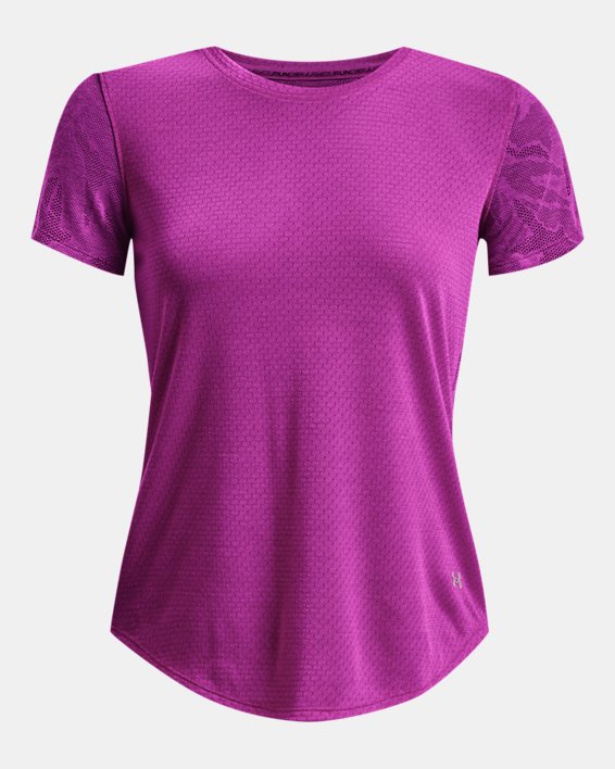 เสื้อแขนสั้น UA Streaker SnowCloud สำหรับผู้หญิง in Purple image number 4